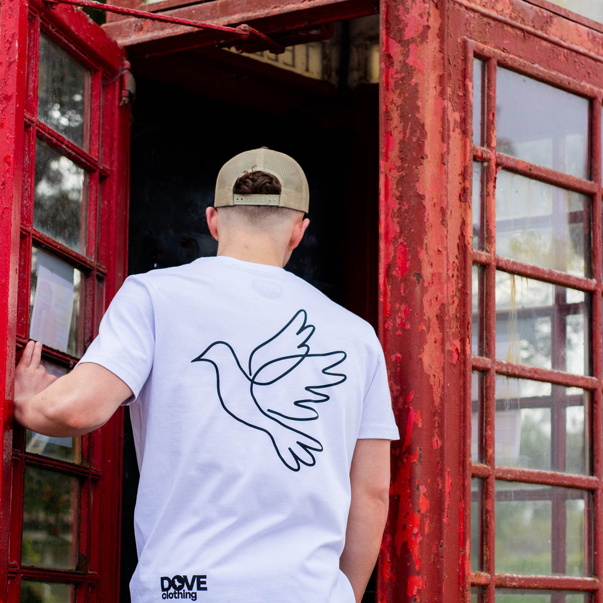 White Dove Clothing T-Shirt at phone box calling rave
