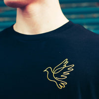 Yellow embroidered Dove Clothing logo