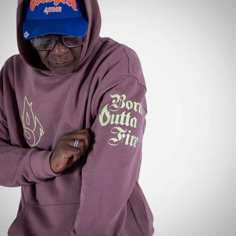 Born Outta Fire Flame Hoody coffee with pistachio