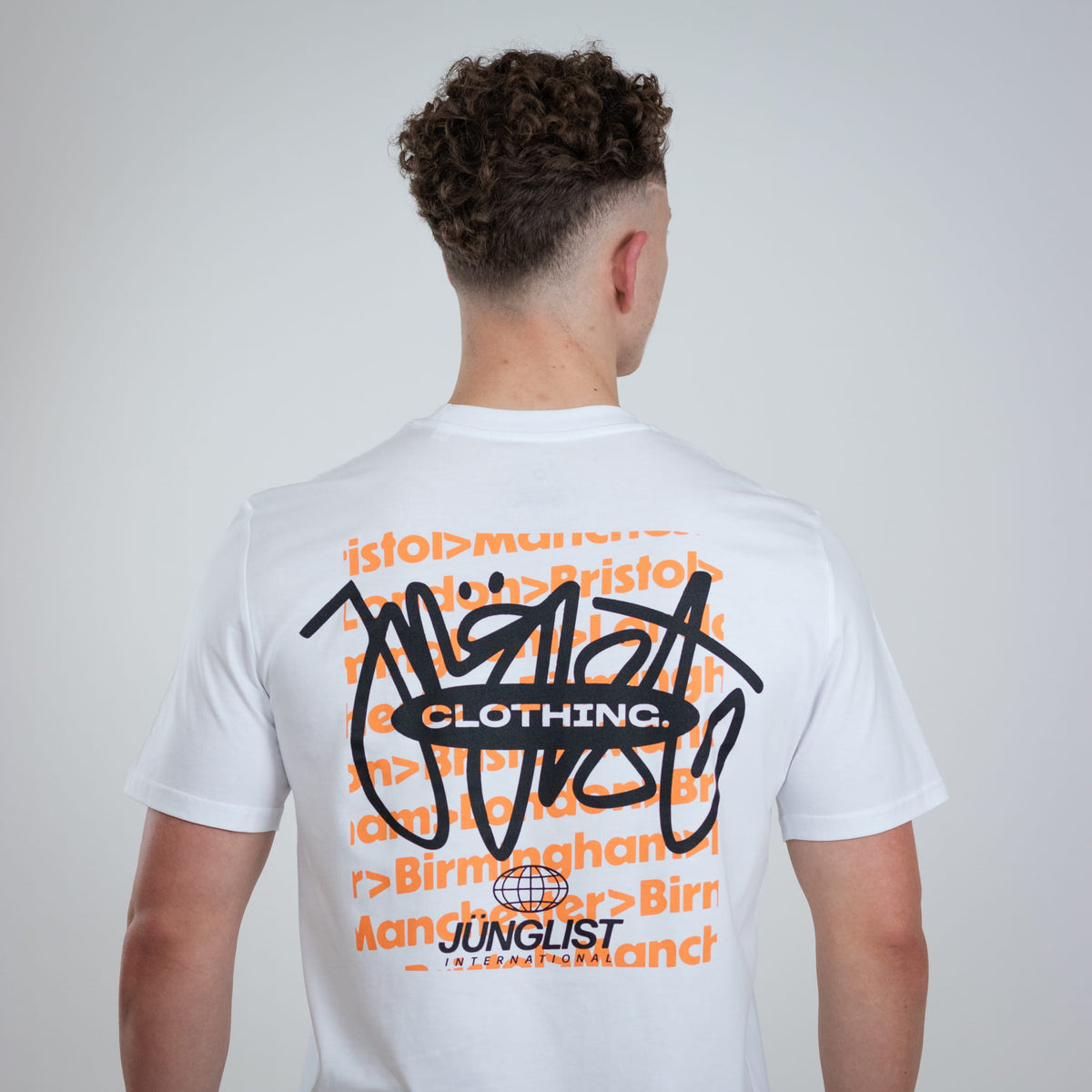 International Junglist T-Shirt orange and black back print