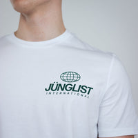 International Junglist T-Shirt close up of breast screen print
