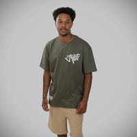 Jnglst Clothing script khaki t shirt front print