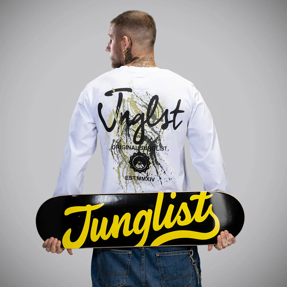 White Junglist Splatter Long Sleeve T-Shirt