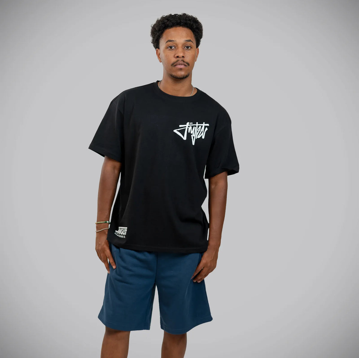 Jnglst Clothing black front print script t shirt