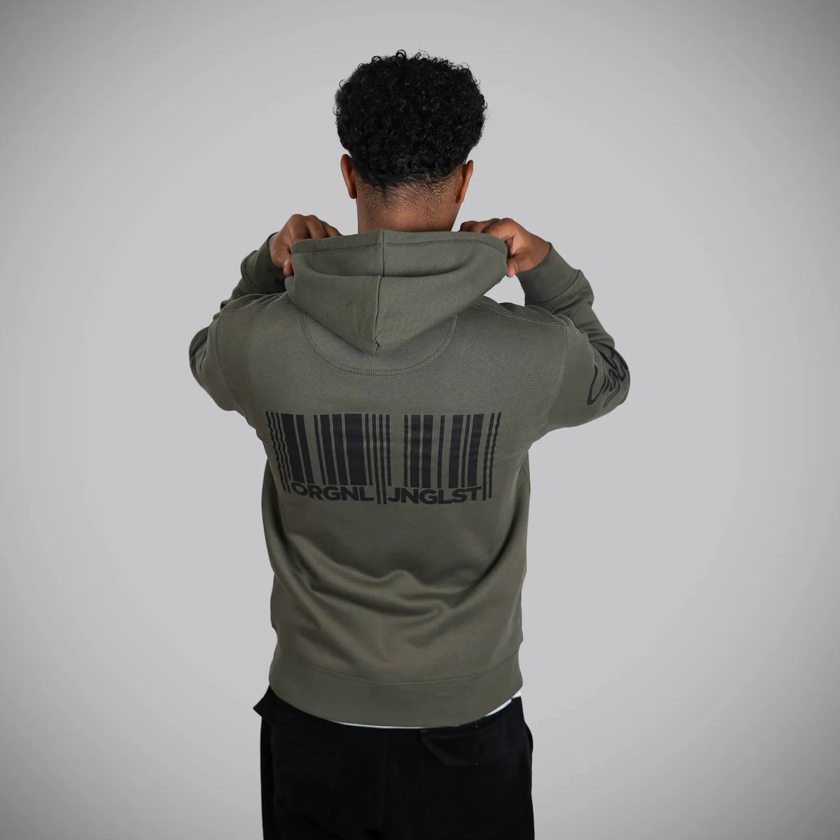Jnglst Barcode Khaki Hoody back Print