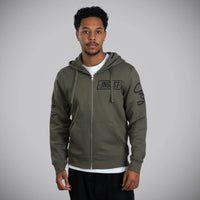 Jnglst Barcode Khaki Hoody Front Junglist