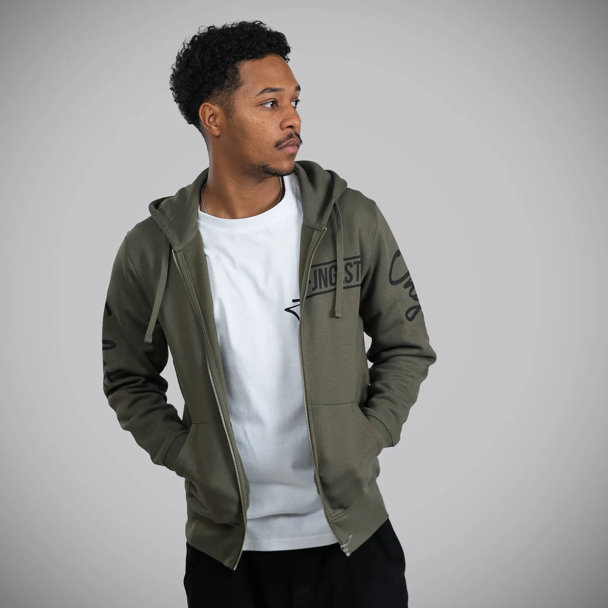 Jnglst Barcode Khaki Hoody For Junglists
