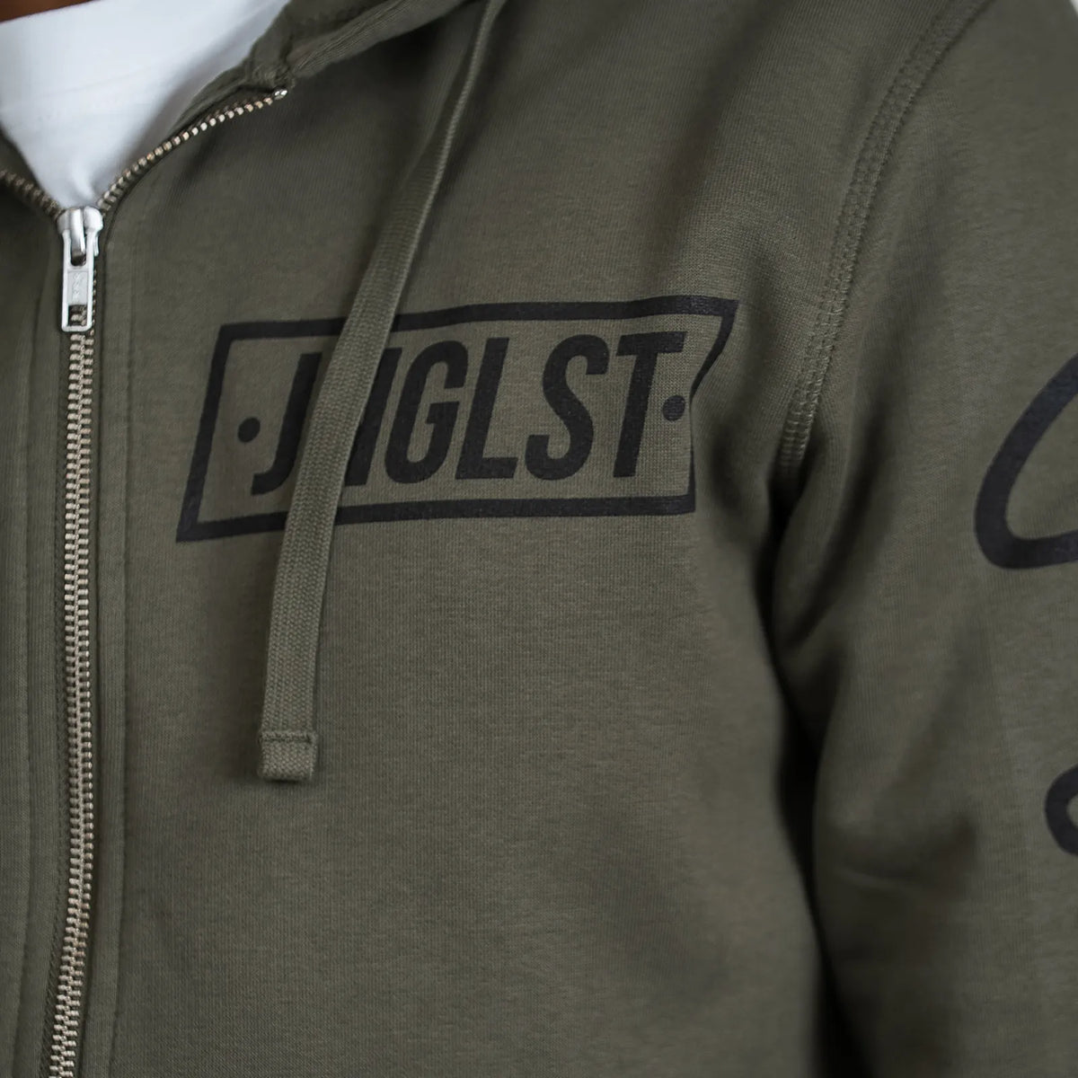 Jnglst Barcode Khaki Hoody Front Boxed Print
