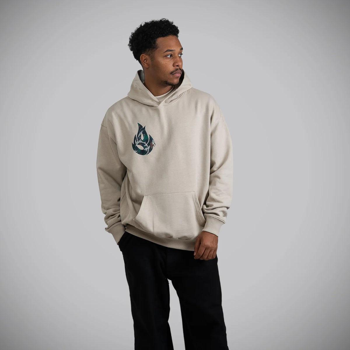 Jnglst Born Outta Fire Drum and Bass Collab Hoody Camo Streetwear