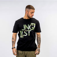 Black T Shirt with Green Camo Pattern