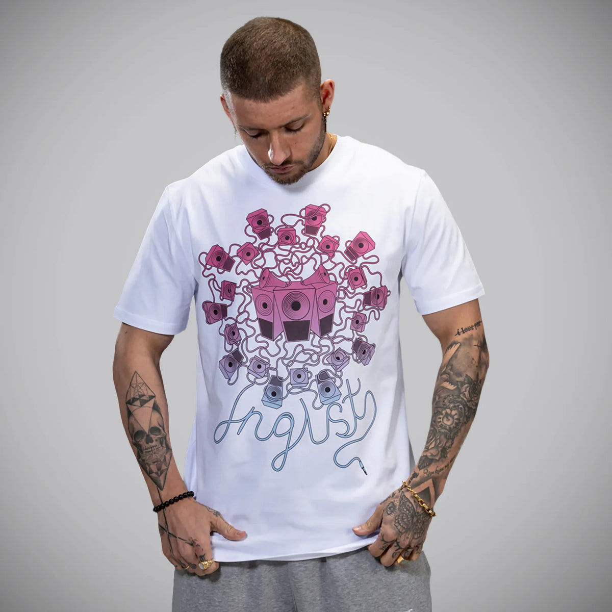 Soundsystem Purple Fade - White T Shirt