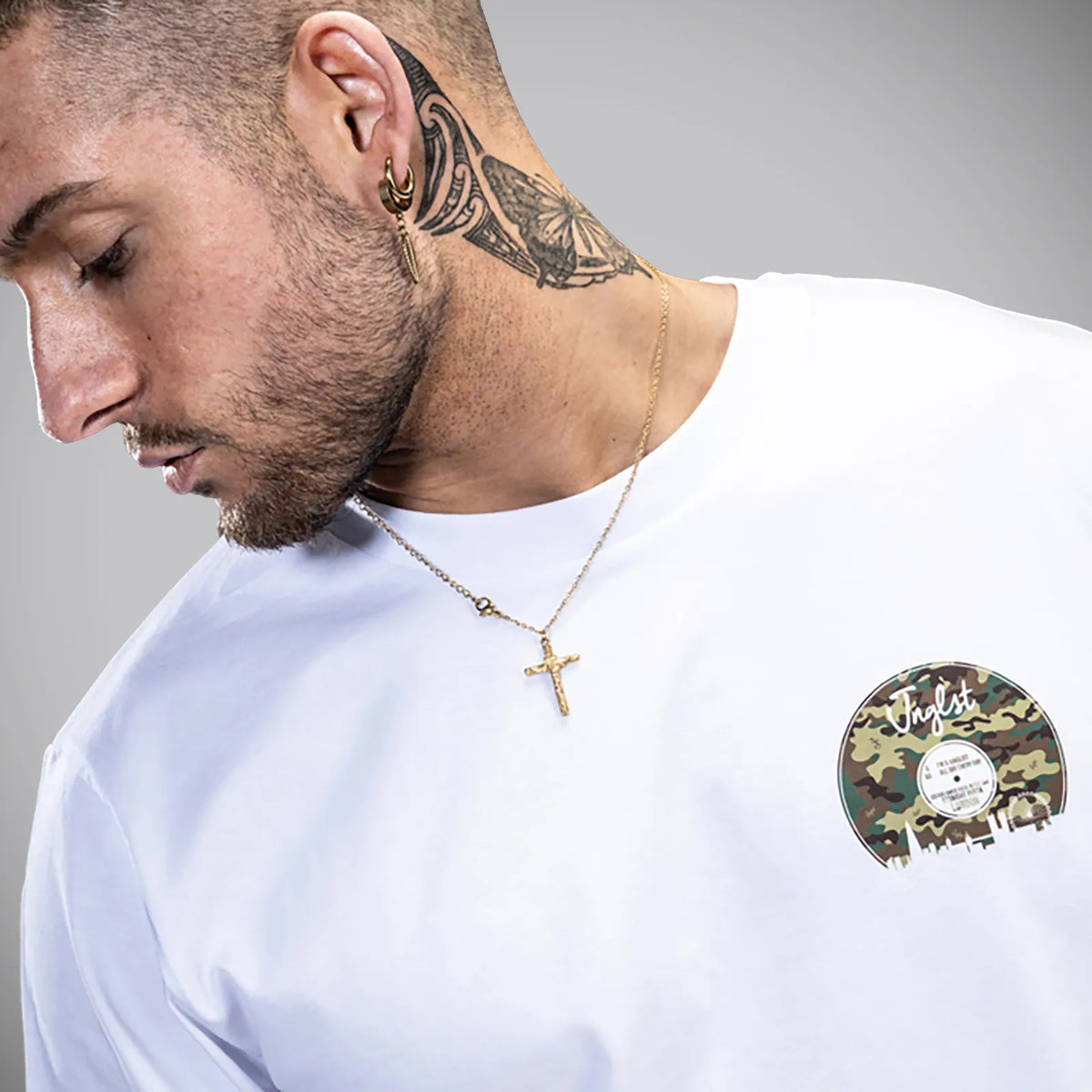 White Long Sleeve Junglist Vinyl T-Short