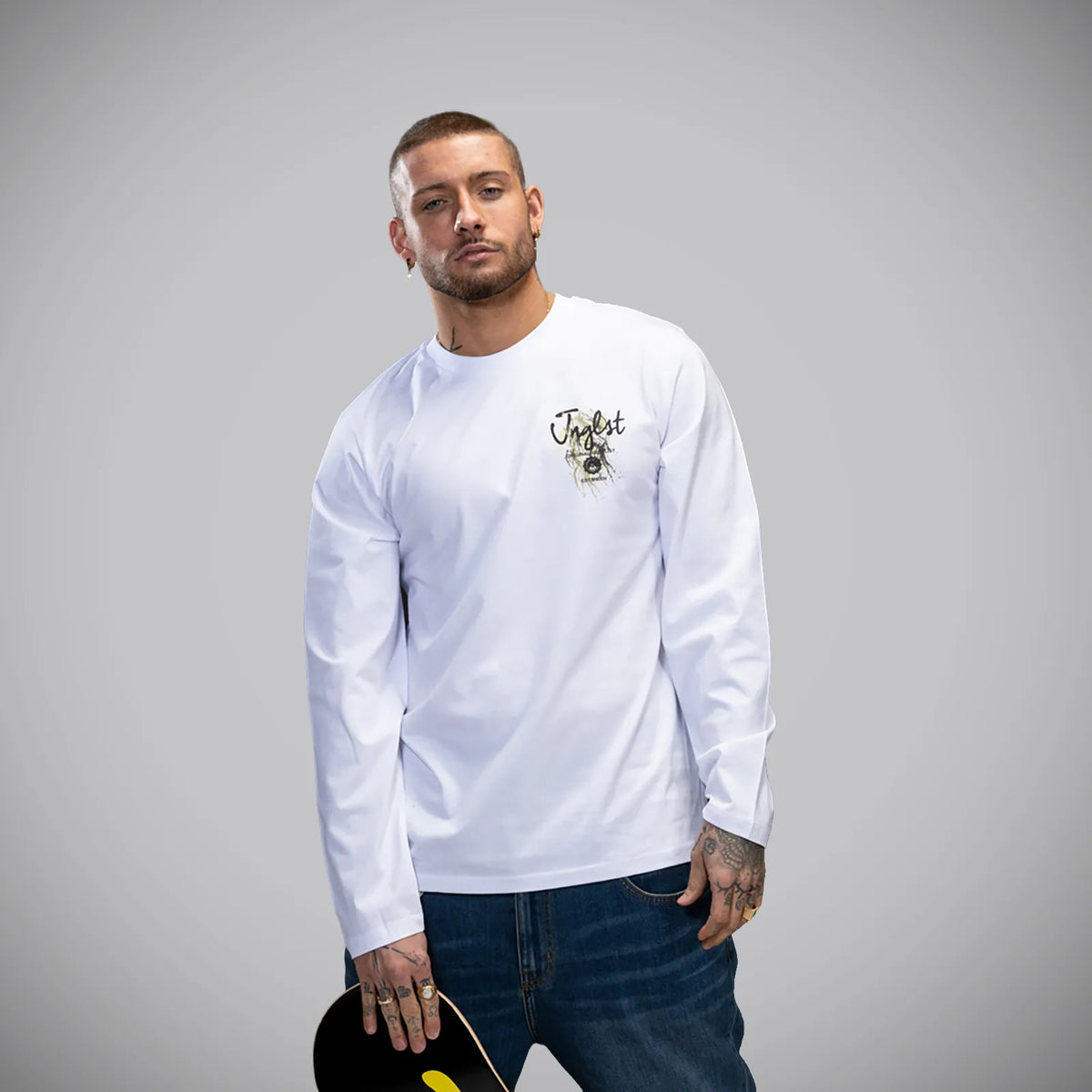 White Junglist Splatter Long Sleeve T-Shirt