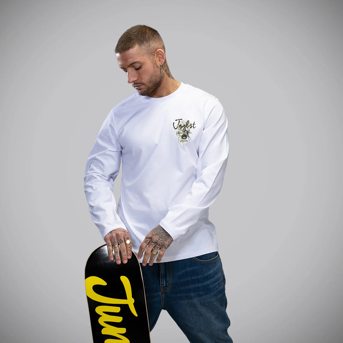 White Junglist Splatter Long Sleeve T-Shirt
