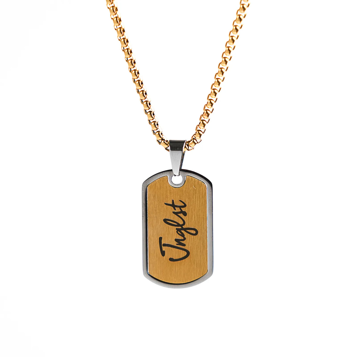 jnglst gold and silver pendant dog tags made from stainless steel