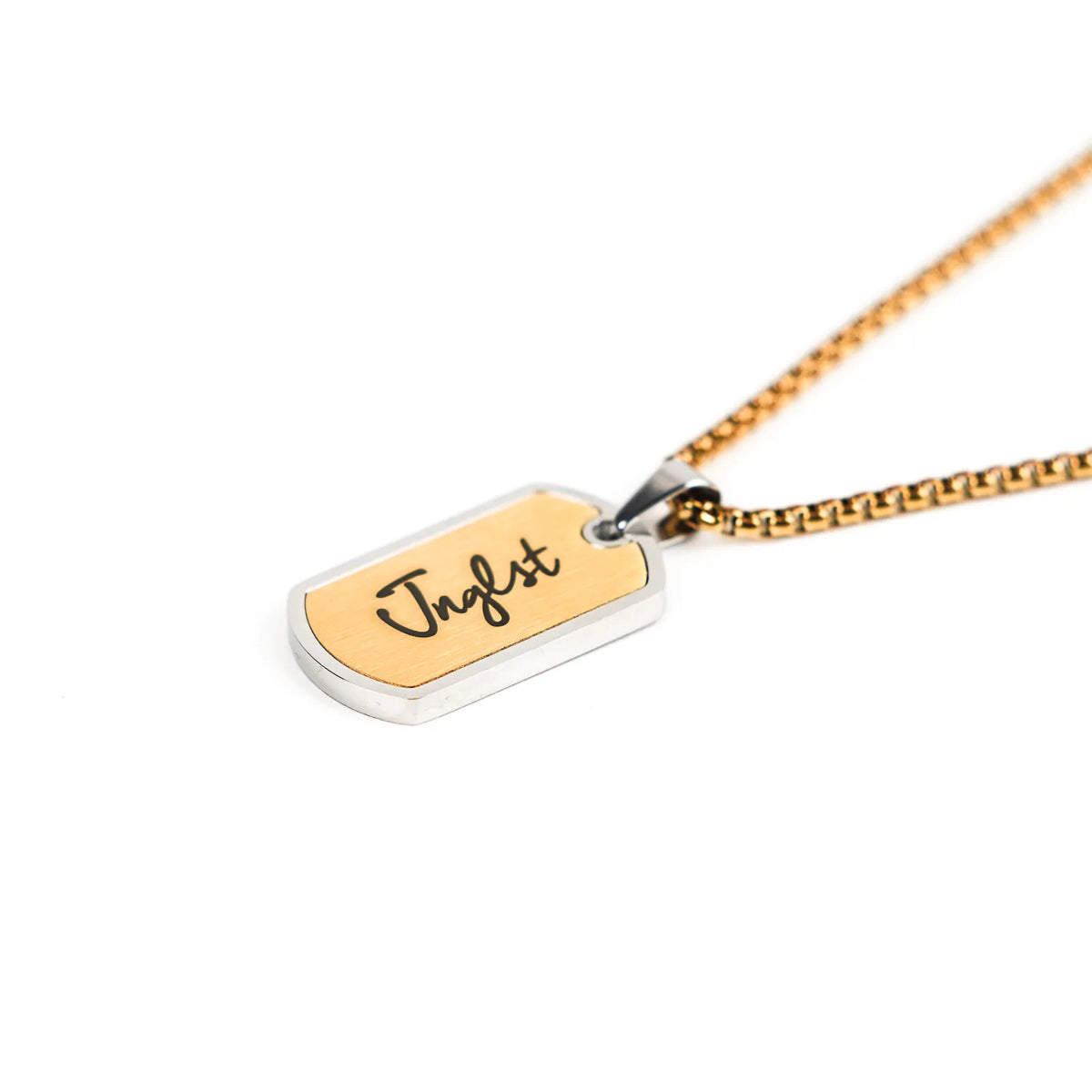 Gold Dog Tag Necklace by Jnglst