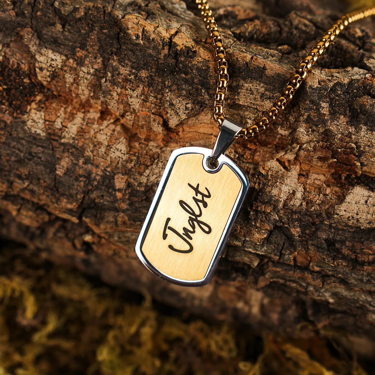 Gold coloured Dog Tags for Junglists