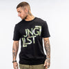 Green Camo Junglist Design on a Black Organic T Shirt