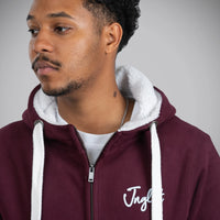Jnglst Maroon Roots Sherpa Hoody Zip Front