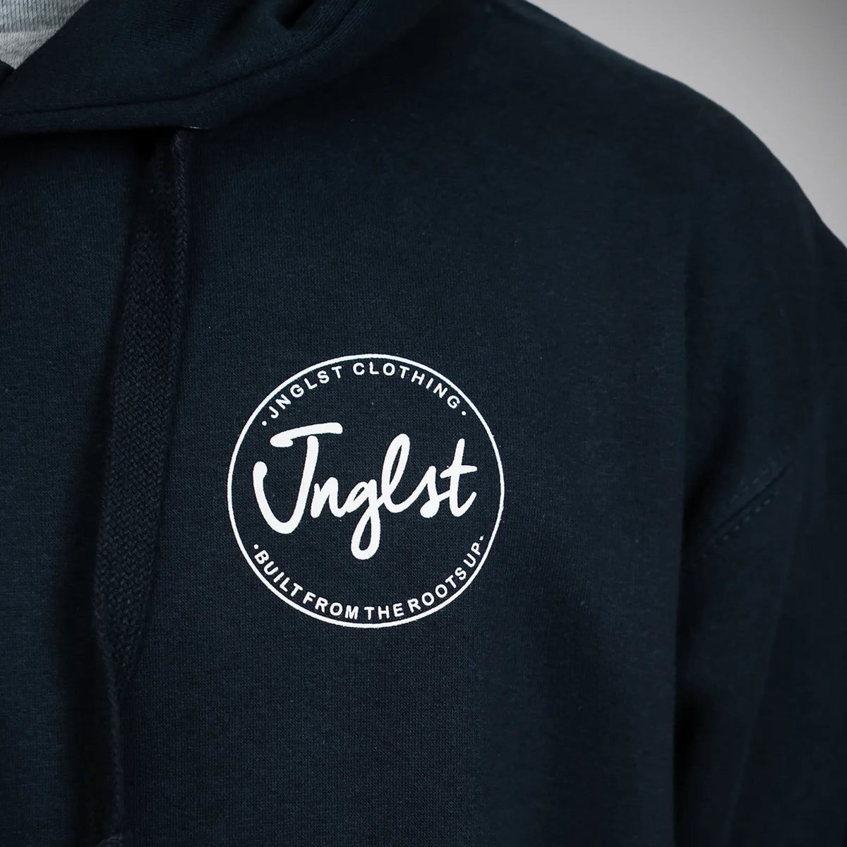 Roots Up Navy Junglist Hoody Close Up