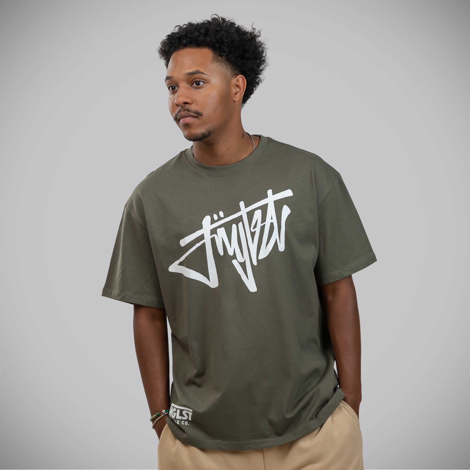 Jnglst Clothing khaki t shirt vip relaxed fit