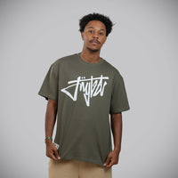 Jnglst Clothing model wearing khaki VIP t shirt