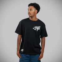 Jnglst Clothing black t-shirt front script print graphic