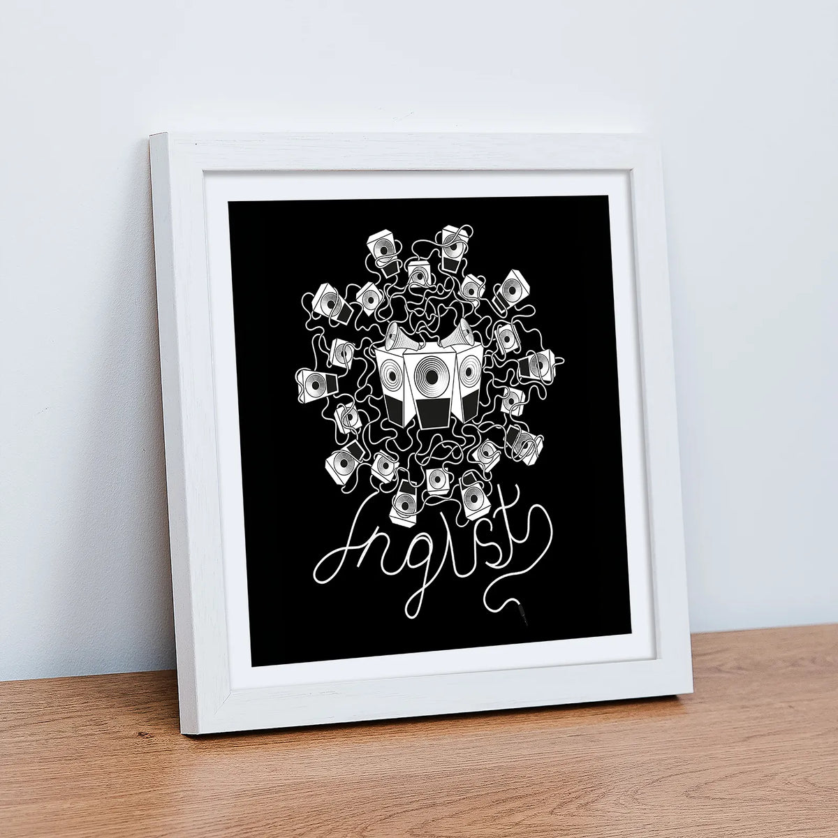 Jnglst Soundsystem Art White Frame