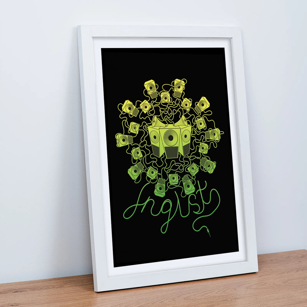 Jnglst Soundsystem Art White Frame