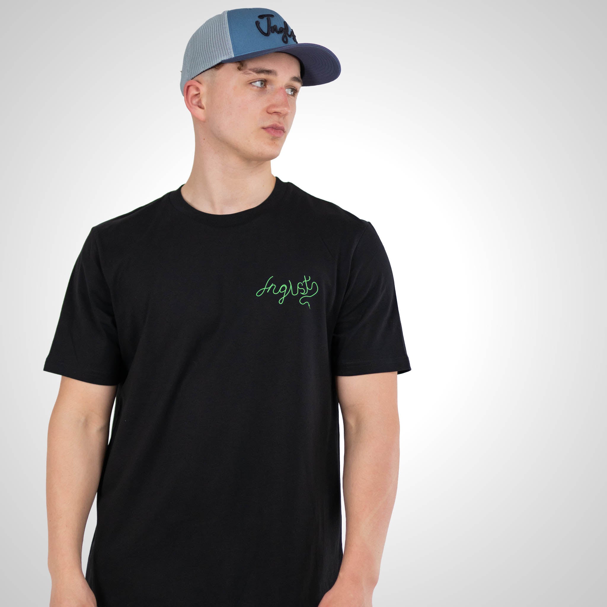 Jnglst Soundsystem Green Fader and blue trucker cap