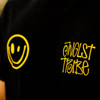 Jnglst Tribe Rewired Smiley T-Shirt close up front detailing