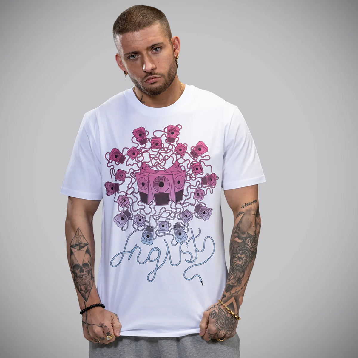 Soundsystem Purple Fade - White T Shirt