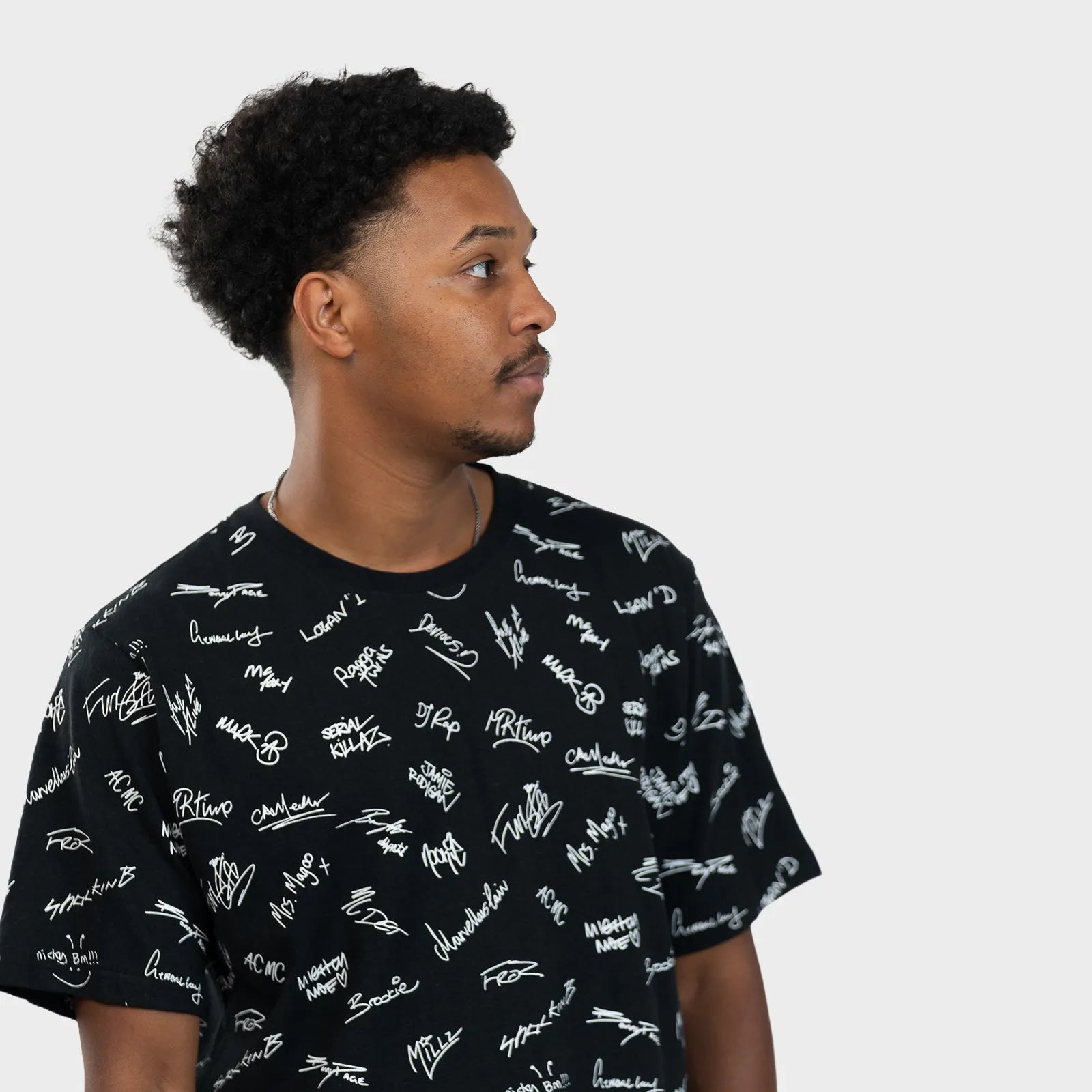 Jnglst Yardrock and THTC Collab T-Shirt signature t-shirt black with white print