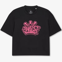 Junglist Crown Women's Black T-Shirt with Pink