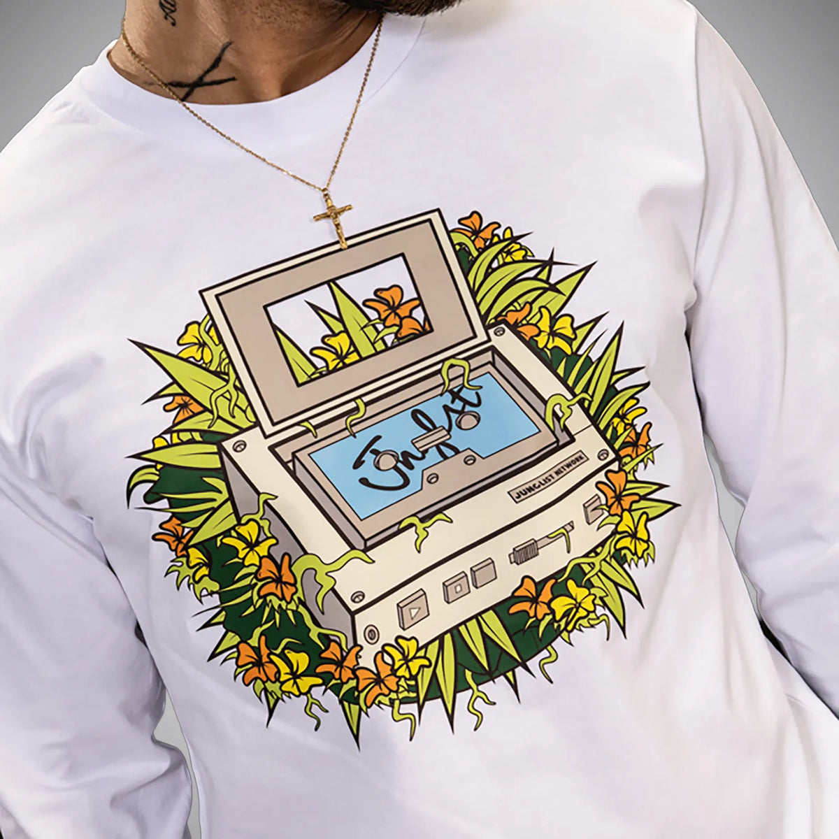 White Jungle Walkman Long Sleeve T Shirt