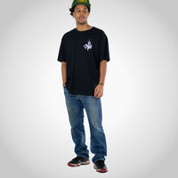 Royalty Crown Black T-Shirt worn by model with jeans and cap