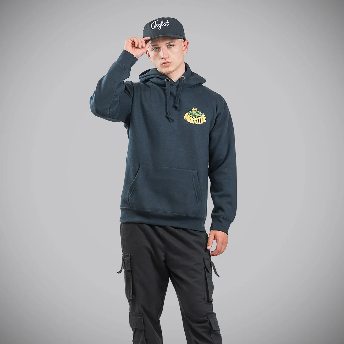 Junglist Massive DnB Navy Hoody worn by Junglist