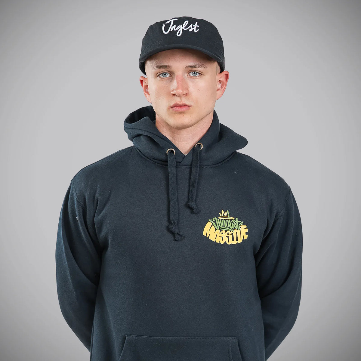 Junglist Massive DnB Navy Hoody Raver Hooded Top