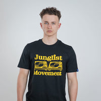 model wearing a Junglist Movement t shirt