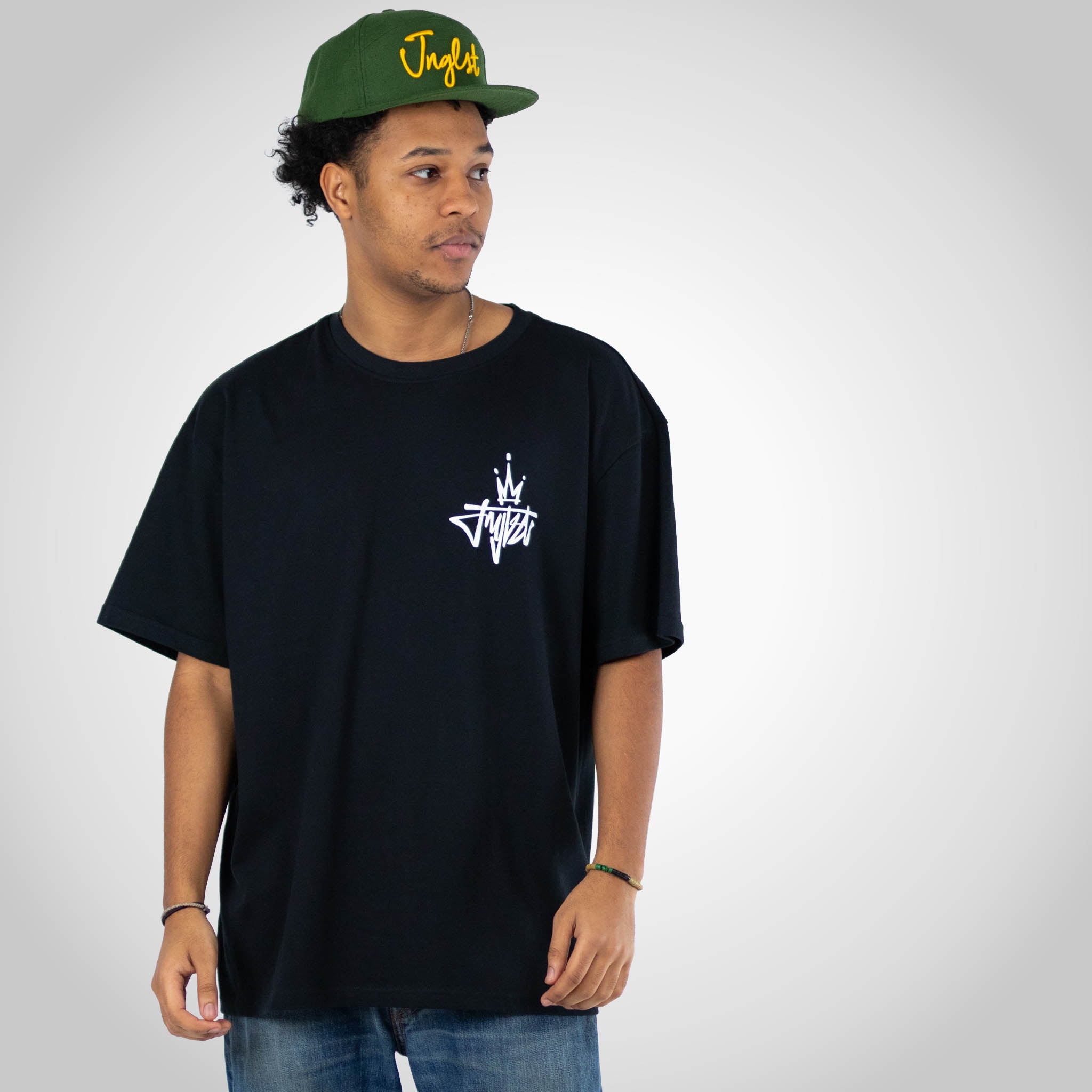 Royalty Crown Black T-Shirt worn by a Junglist