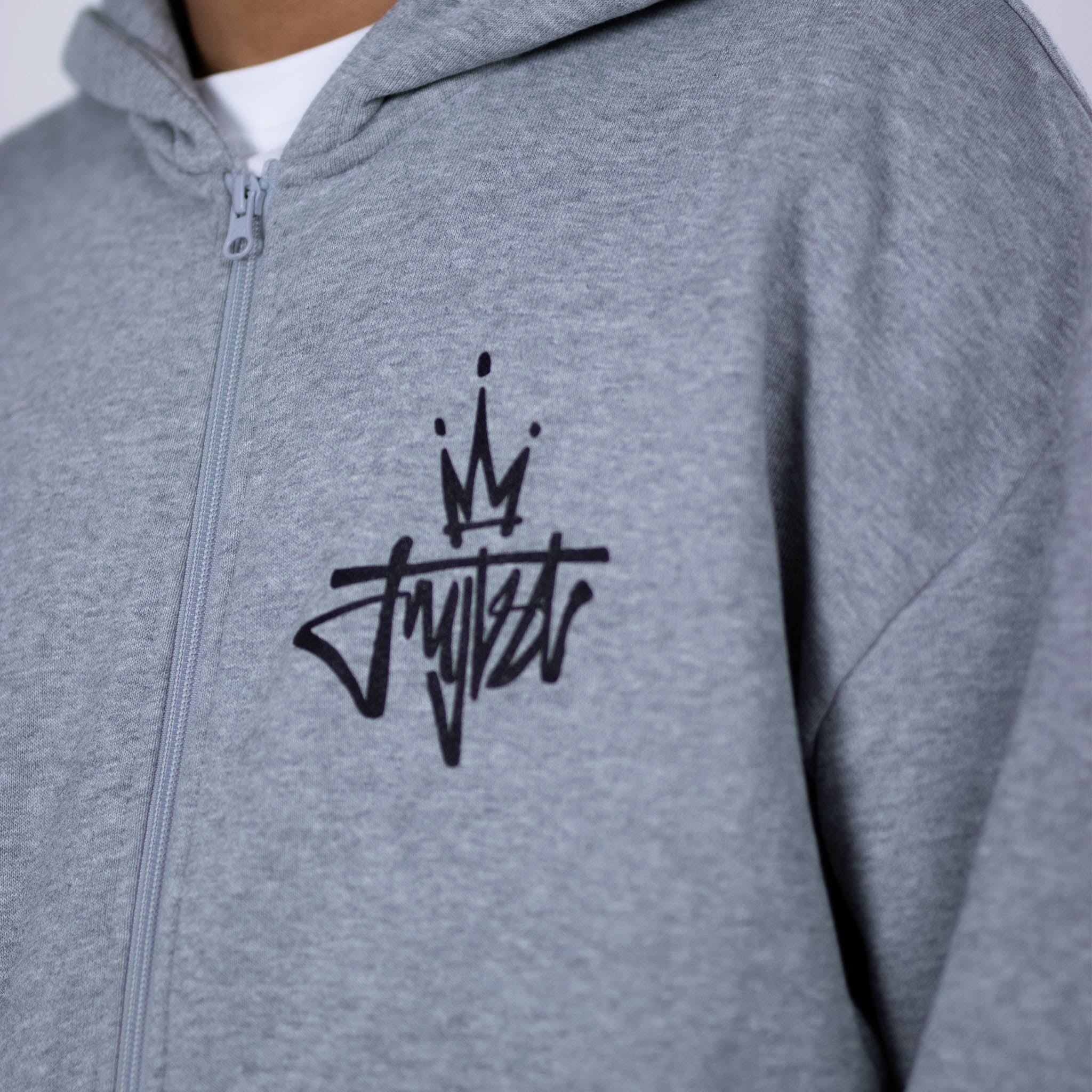 Royalty Crown Grey Zip Hoody front breast