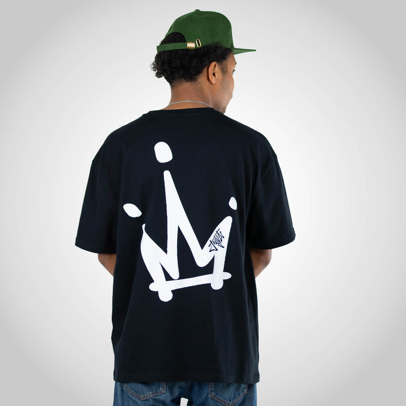 Royalty Crown Black T-Shirt worn by Junglist in studio