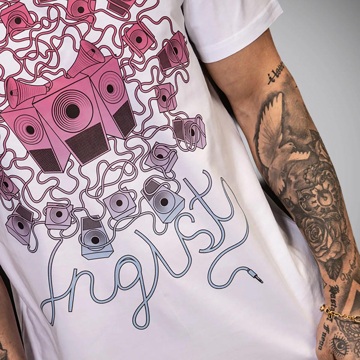 Soundsystem Purple Fade - White T Shirt