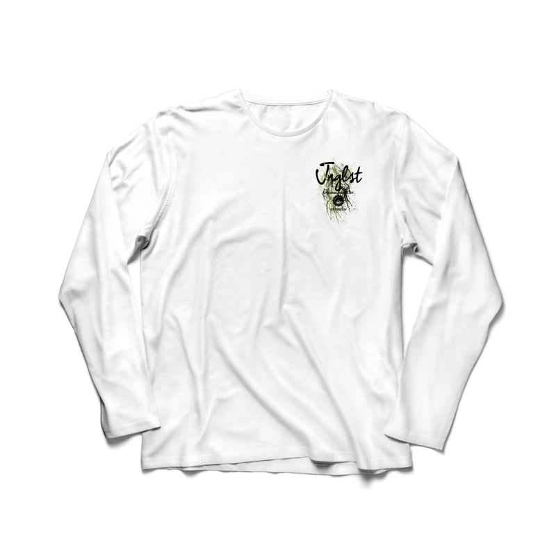 White Junglist Splatter Long Sleeve T Shirt