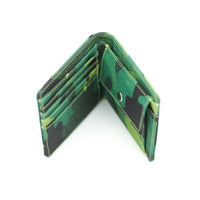 Green camouflage wallet on a white background