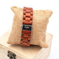 Wooden Jungle Watch back with engraved area