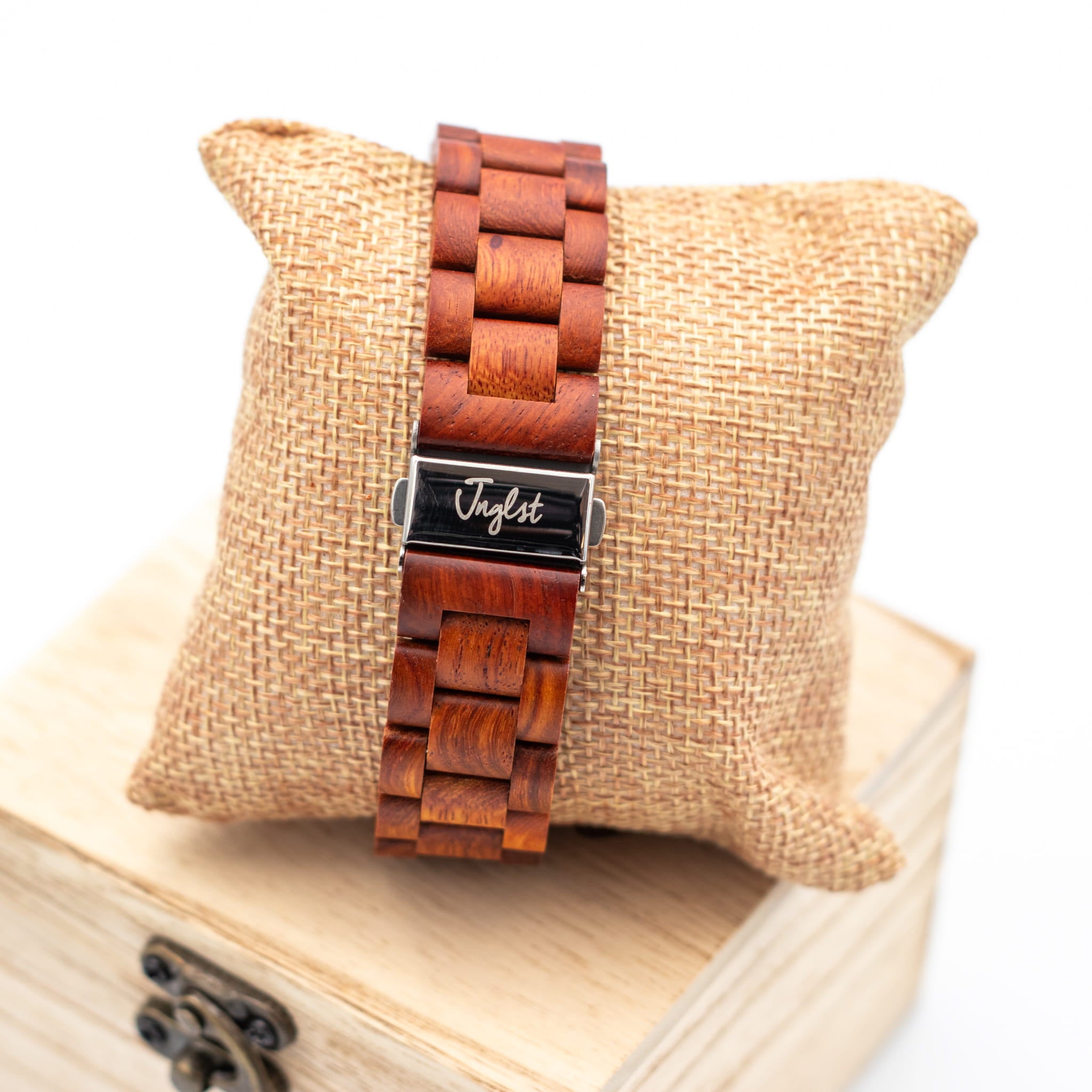 Wooden Jungle Watch back with engraved area