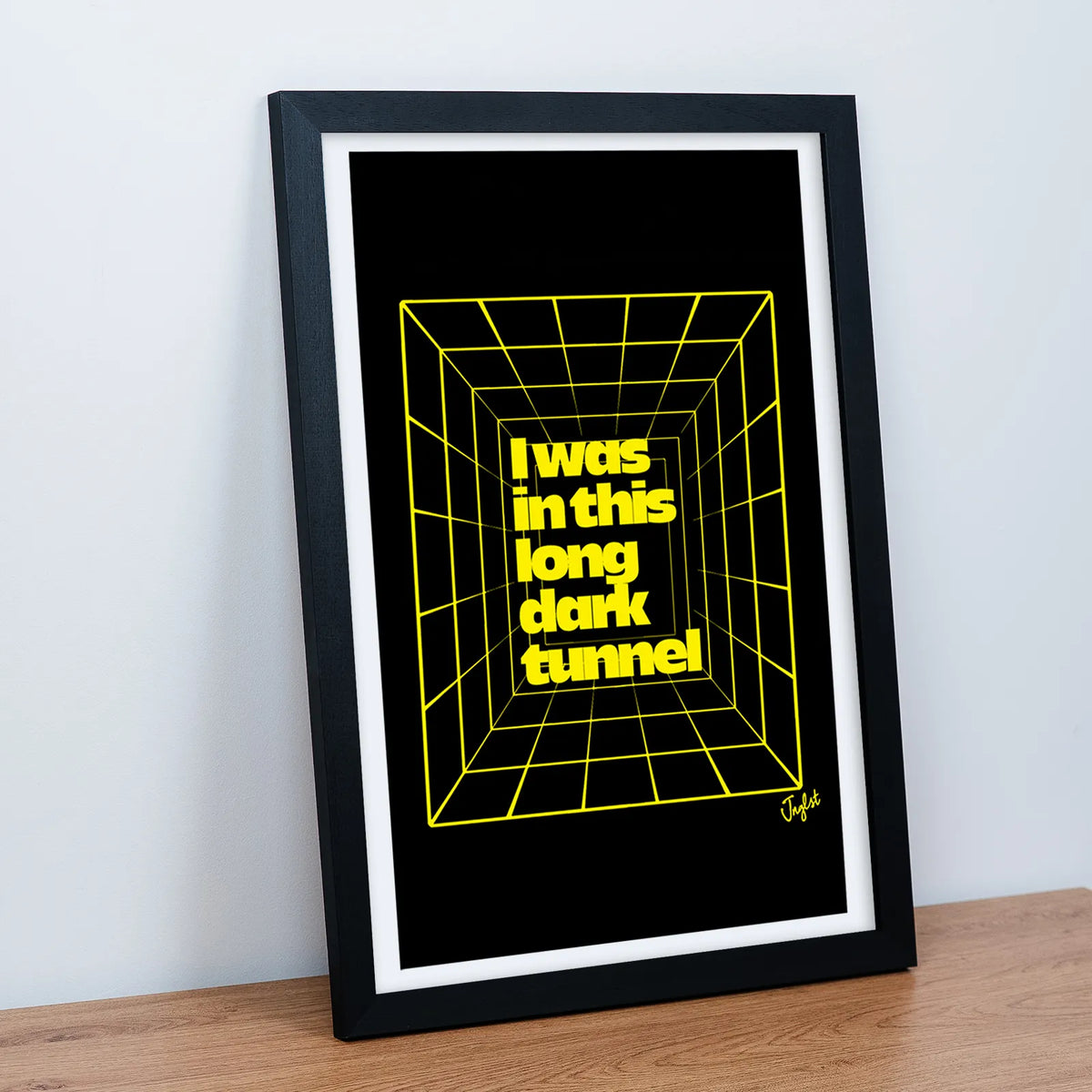 Long Dark Tunnel Art Print Black Frame