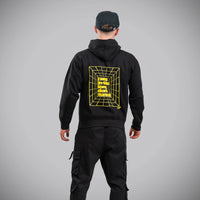 Jnglst Long Dark Tunnel Hoody back print yellow on black hoody