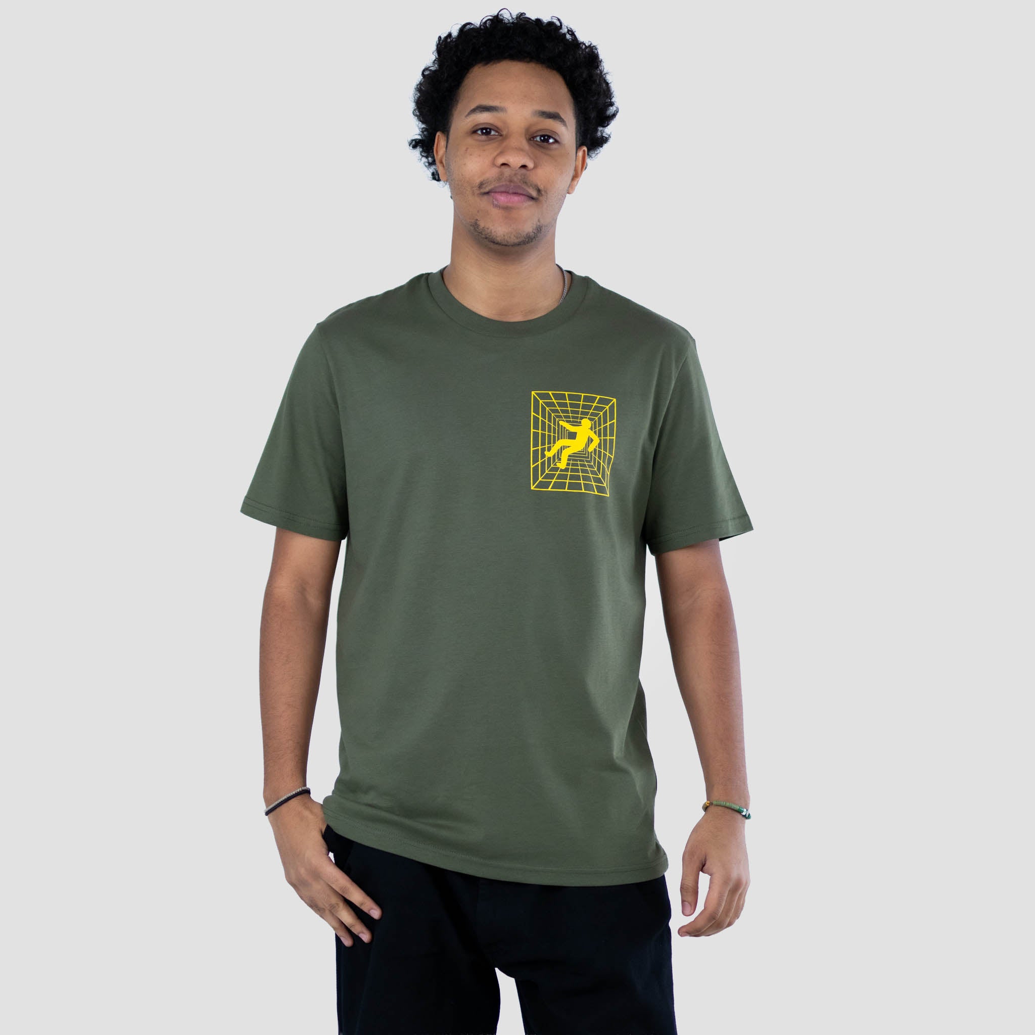 Junglist wearing our Olive Long Dark Tunnel T Shirt